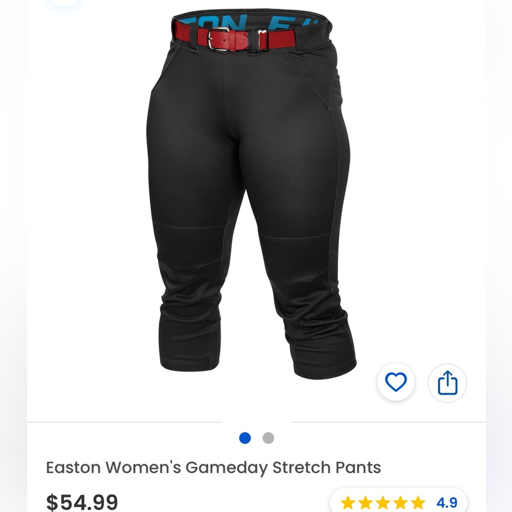 Easton Game Day Stretch Softball Pants - XS Black